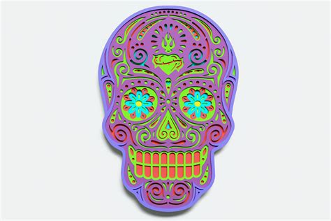 Sugar Skull Multilayer Svg Skull Mandala Cut File D Layer Plywood