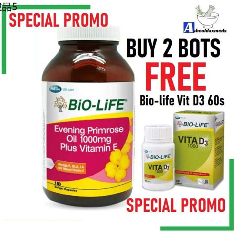 Bio Life Evening Primrose Oil EPO 1000MG Plus Vitamin E 180 Capsules