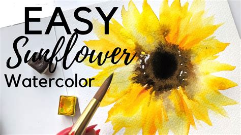 Easy Watercolor Sunflower Real Time Tutorial Youtube