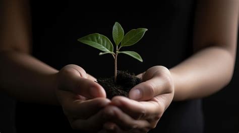 Uma Pessoa Segurando Uma Pequena Planta Em Suas M Os Foto Premium