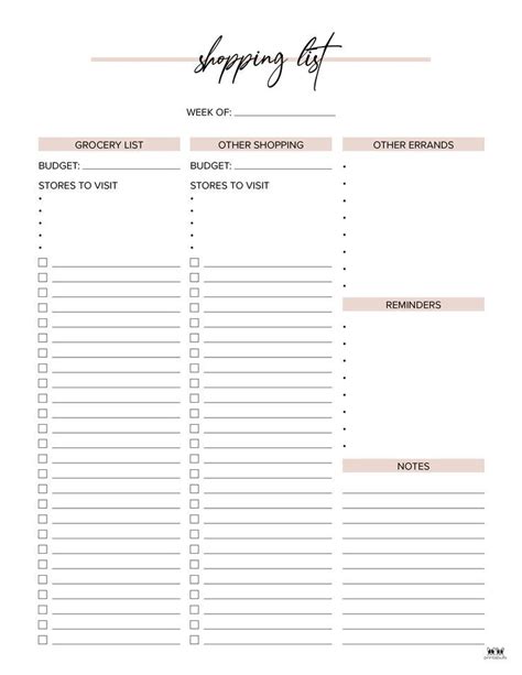 Shopping List Planner Pages Planner Pages Printabulls Daily