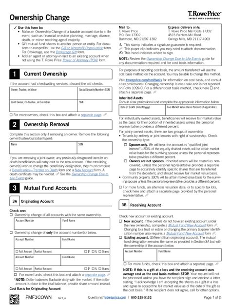 Form T Rowe Price Fmf Cown Fill Online Printable Fillable