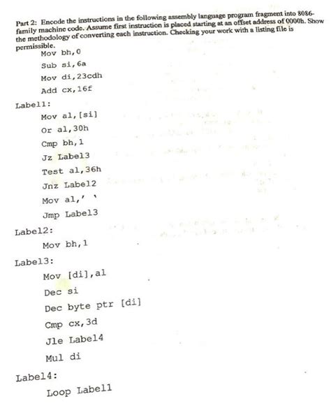 Solved Encode The Instructions In The Following Assembly Chegg