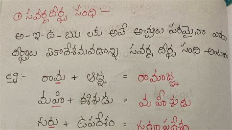 Telugu Grammar Telugu Sandhulu Telugu Vyakaranam Savarnaderga