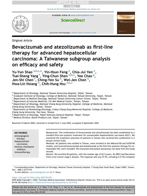 PDF Bevacizumab And Atezolizumab As First Line Therapy For Advanced