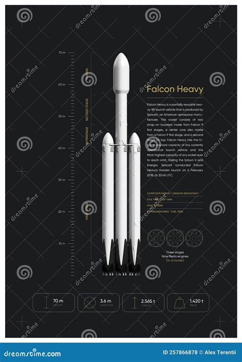 Falcon Heavy Rocket 3d Illustration Poster Stock Illustration