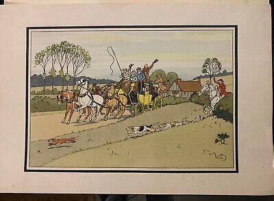 Harry Eliott Litho Pochoir Sc Ne De Chasse Circa Ebay