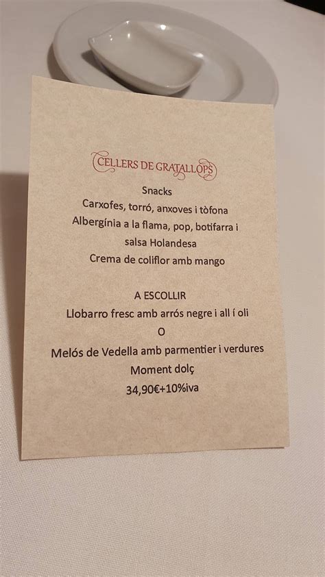 Menu At Restaurant Cellers De Gratallops Gratallops