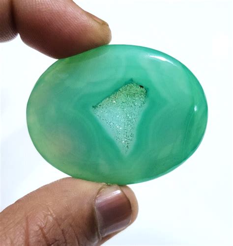 Excellent Green Window Druzy Agate Oval Shape Cabochon Crt Loose