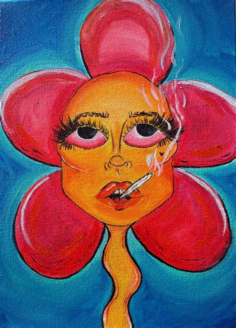 Acrylic Painting Bright Colours Flower Face Painting Aesthetic Art Art