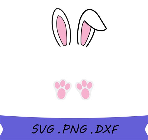 Bunny Feet and Ears SVG, Instant Digital Download, Svg, Png, Dxf, Easter Bunny, Bunny Ears ...