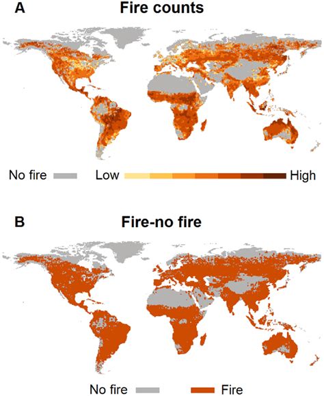 Counts Of Observed Fire Occurrence Readings From Combined Modis And