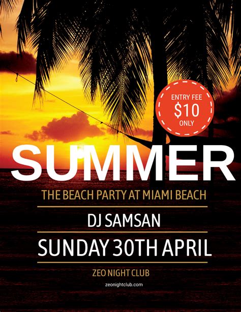 Free Summer Beach Flyer Template Edit Online And Download