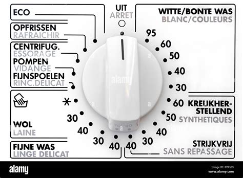 Different settings for automatic washing machine Stock Photo - Alamy