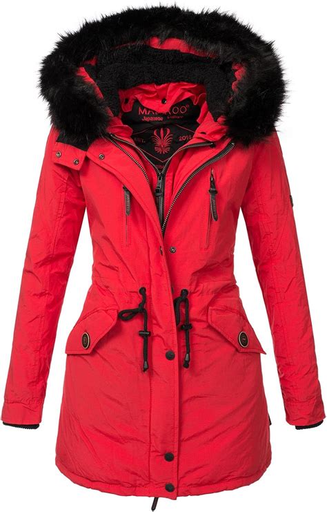 Marikoo Damen Winter Jacke Parka Mantel Winterjacke Tailliert B