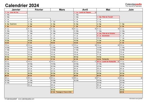 Calendrier Excel