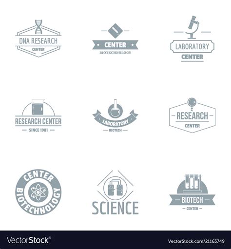 Science centre logo set simple style Royalty Free Vector