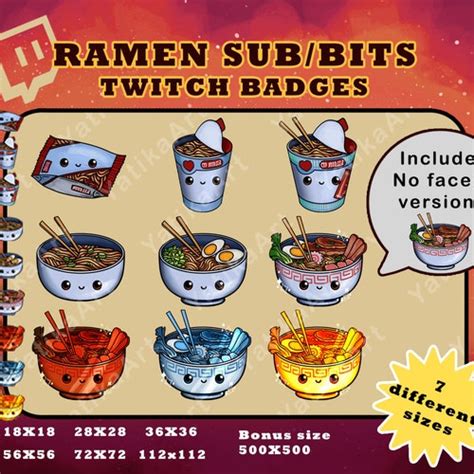 Twitch Sub Badges Ramen Food Badges Cute Badges Studio Etsy