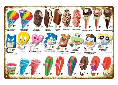 Vintage Ice Cream Truck Menu