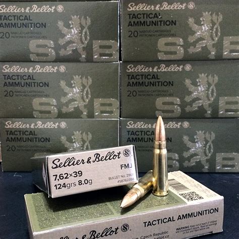 Sellier Bellot 7 62x39 124 Gr FMJ BRASS CASE 20 Rnd Box SB76239A 20