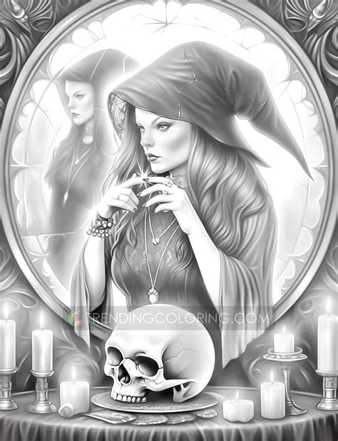 25 Halloween Witches Grayscale Coloring Pages Halloween Coloring I