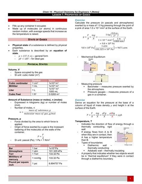 Physical Chemistry 1 Notes