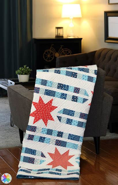 A Bright Corner Star Trails Quilt Pattern In Red White And Bang Fabrics