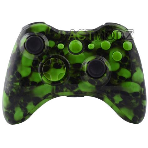 Hades Green Skull Hydro Dipped Shell Case Parts For Xbox 360 Wireless