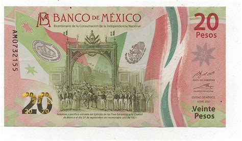 Mexico 20 Pesos Banknote 1973 Unc Series Be 48 Off