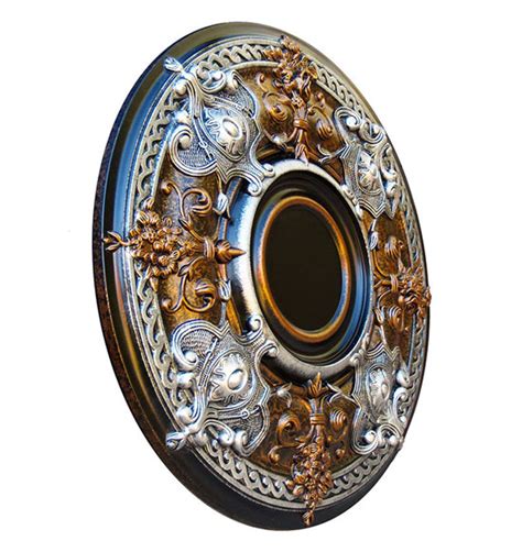 Dark Platinum Hand Painted Ceiling Medallion Features Antique Bronze ...