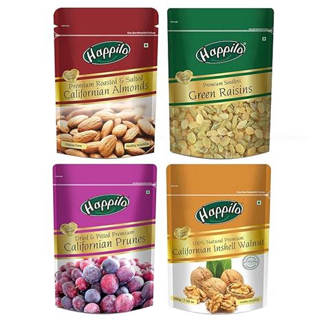 Happilo Premium Dry Fruits Combo 7 California Almonds Raisins Prunes