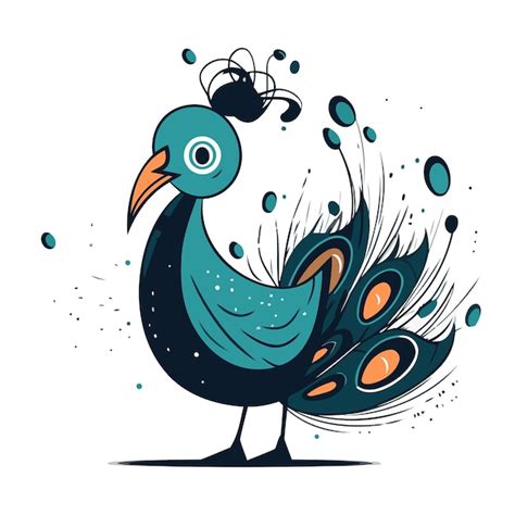 Ilustraci N Vectorial De Pavo Real En Estilo De Dibujos Animados