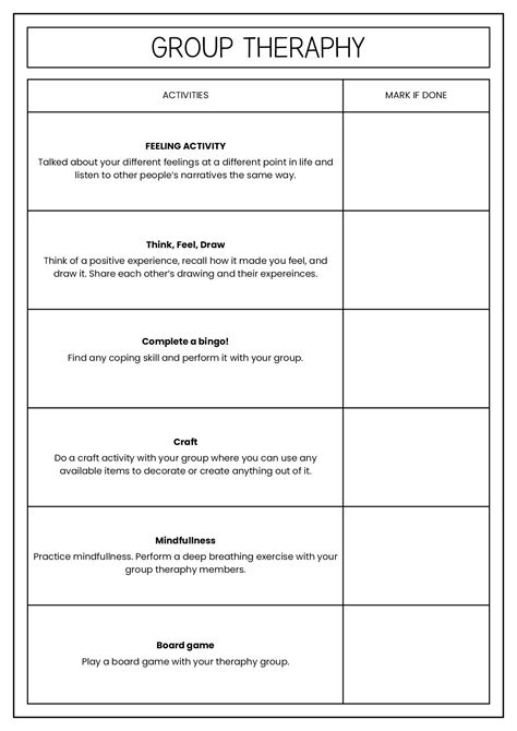 Group Therapy Worksheets