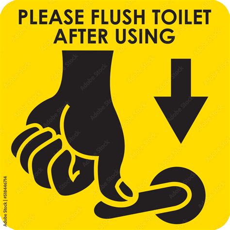 Vector Illustration Toilet Signed Please Flush Toilet After Using Stock