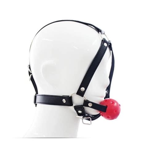 Tête en cuir PU SFP Bondage bouche ouverte retenue de bâillon boule