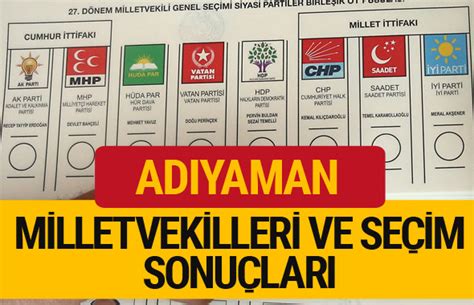 2018 Adıyaman Seçim Sonuçları Adıyaman Milletvekilleri 27 dönem