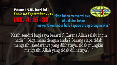 Pesan INJIL Senin 02 September 2019 YouTube