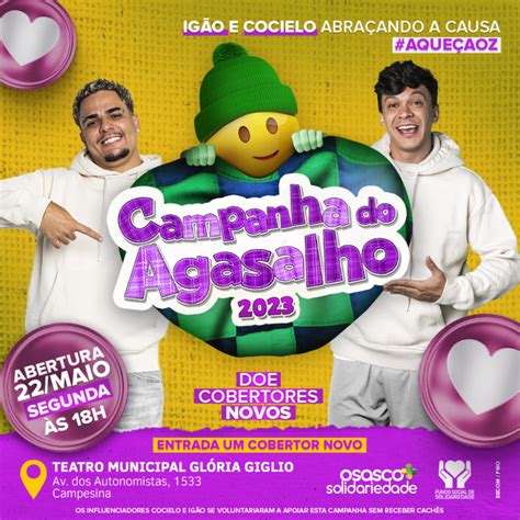 Influencers Cocielo e Ugão apadrinham Campanha do Agasalho em Osasco