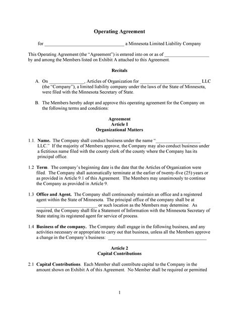 Professional Llc Operating Agreement Templates Template Lab