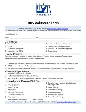 Fillable Online HDS Volunteer Form Fax Email Print PdfFiller