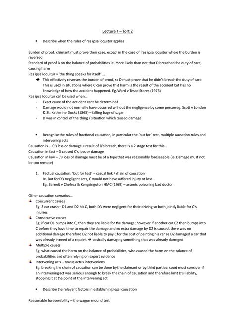 Lecture 4 Tort 2 Tort 2 Lecture 4 Tort 2 Describe When The