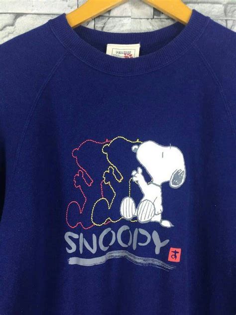 Snoopy Joe Cool Sweater Large Blue Vintage 90s Peanuts Pullover Cartoon