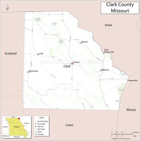 Map Of Clark County Missouri Showing Cities Highways And Important