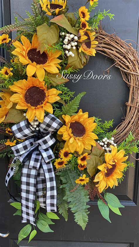 Sunflower wreath housewarming gift sunflowers wreath sunflower front ...