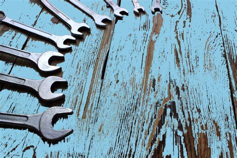 Wrench Set In Blue Stock Image Image Of Equipment Maintenance 62215701