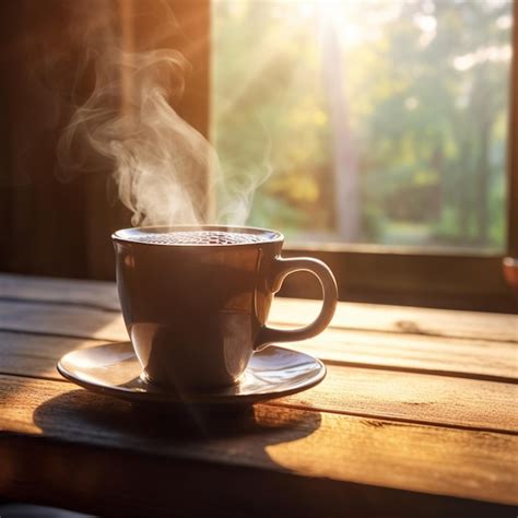 Premium AI Image A Cup Of Coffee With Steam Rising From It