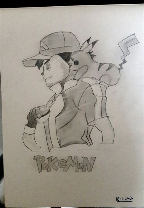 Pokemon Ash And Pikachu Pencil Drawing Pokemon Pikachu