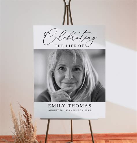 Funeral Welcome Sign Celebration Of Life Sign In Loving Memory Sign Editable Minimalist