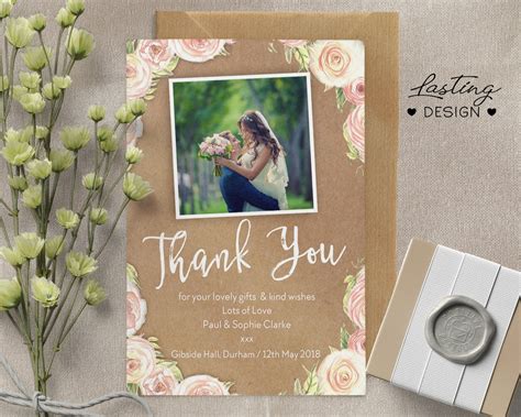 Rustic Wedding Thank You Cards Personalised Design W2 Professionally ...