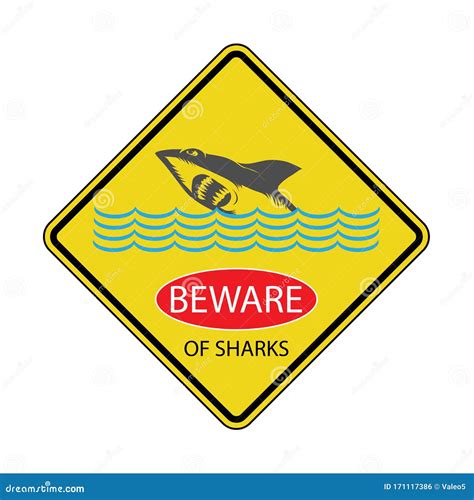 Danger Shark Zone Beware Of Sharks Yellow Square Warning Sign